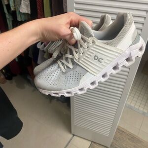 On cloud shoes size 6.5. Good condition, just never wear them.